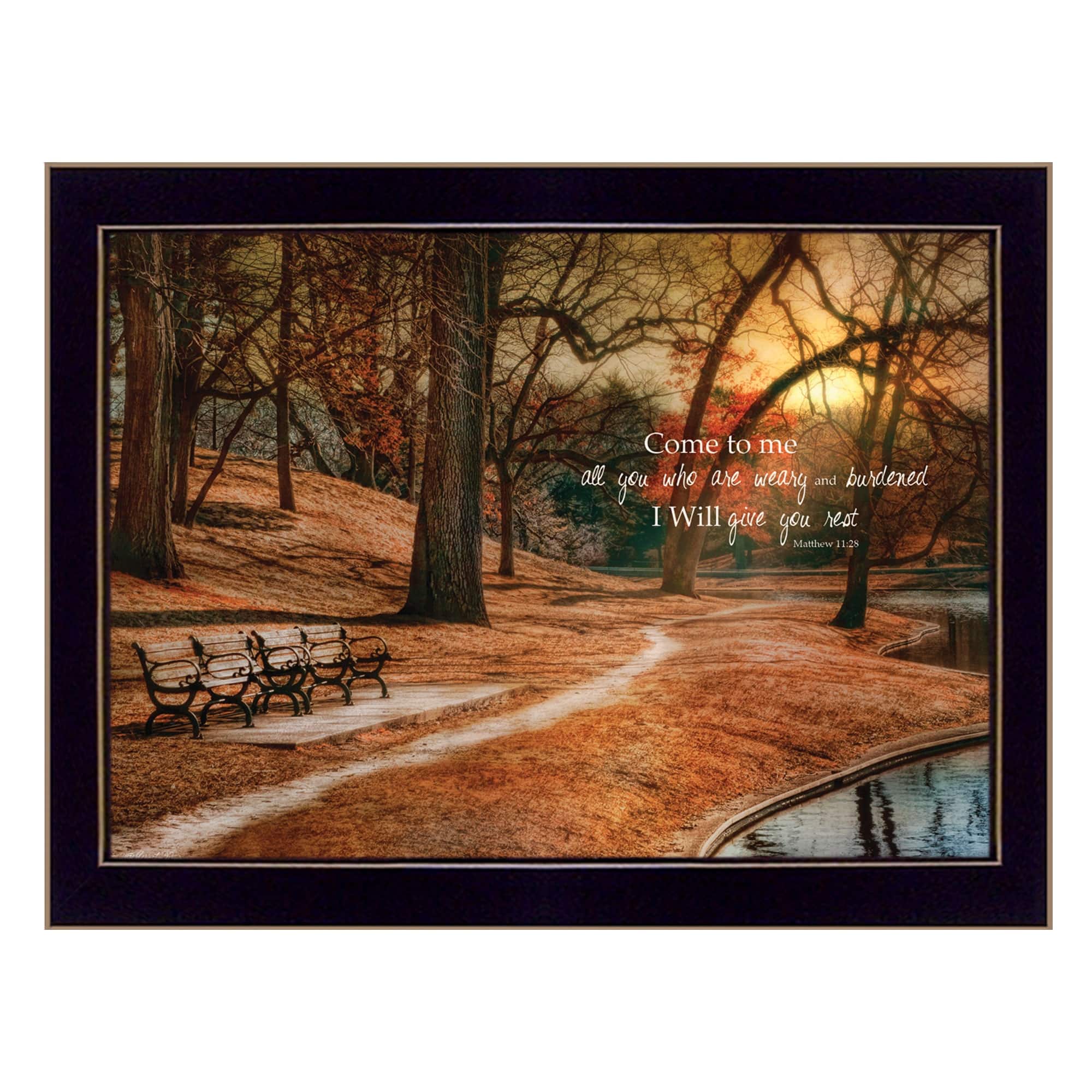 TrendyDecor4U Contemporary "I Will Give You Rest" Framed Print Wall Art